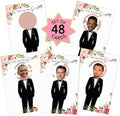 MORDUN Floral Bridal Shower Games - Who Has The Groom Scratch Off Celebrity Cards Tickets for 48 Guests - Funny Bachelorette Party Games Ideas - Rose Gold White