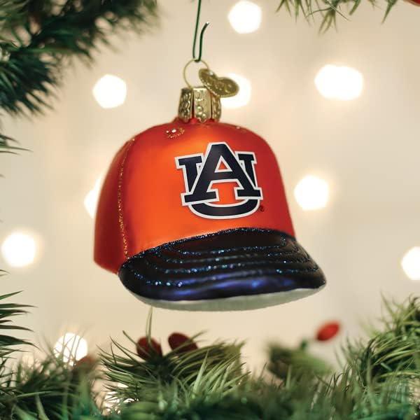 Old World Christmas Auburn Baseball Cap Glass Blown Ornament for Christmas Tree