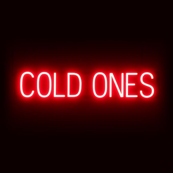 SpellBrite COLD ONES Sign | Beer-Related Sign with Neon Look, Red LED Light Source | 33.5" x 6.3"