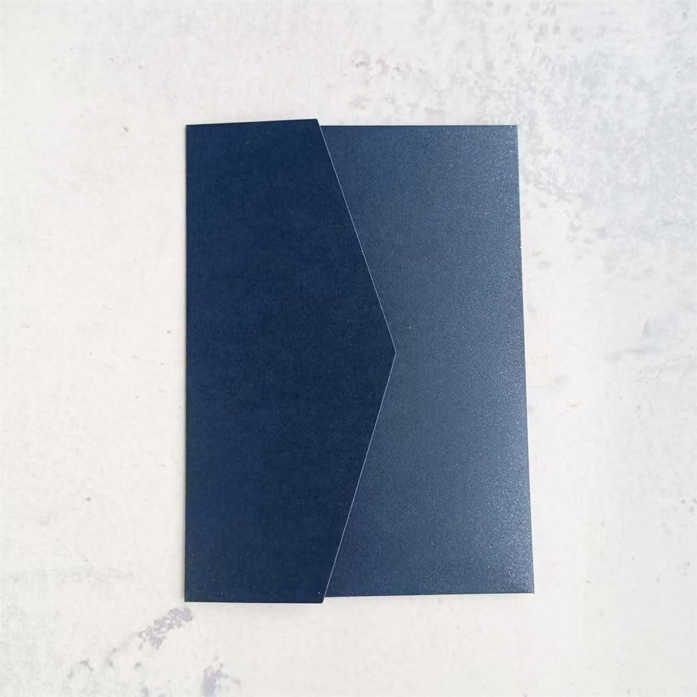 Navy Blue Wedding Invitation Card Pocket Envelopes Sturdy Shimmer Invite Cover Folder 20 sets (navy blue)