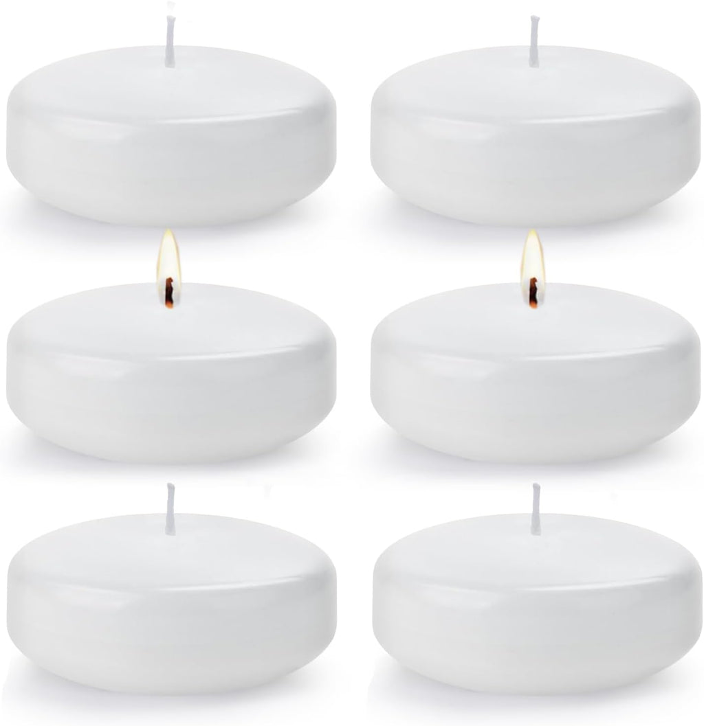 White Floating Candles for Centerpieces 3 inch 36 Pack Round Burning Tea Light Candles Unscented Smokeless Paraffin Wax Dripless, for Valentine's Day, Wedding, Party, Home Decor, Pool (36 Pack)