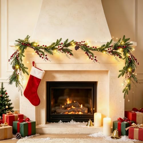winemana 6 ft pre-lit artificial christmas garland with, view 9