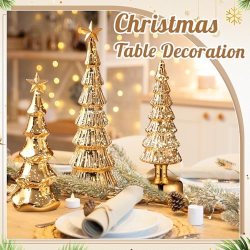 funnymoom 3 pack glass christmas trees light up, package contents