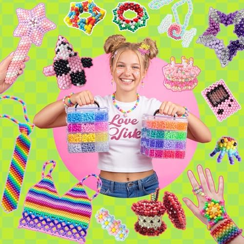 simetufy 10000pcs pony beads bulk 48 colors rave shown in use