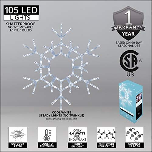 kringle traditions 36" folding cool white snowflake decoration, close-up detail
