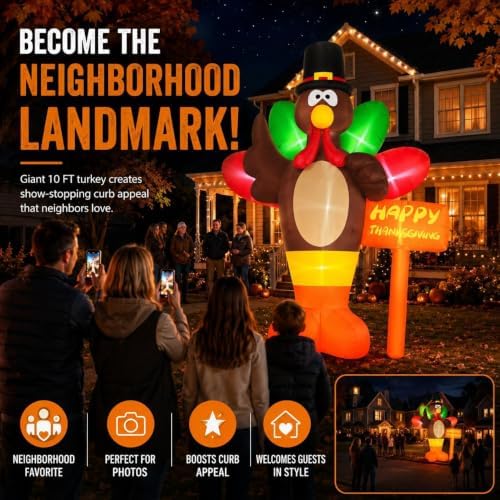 danxilu thanksgiving inflatables 10 ft giant turkey outdoor shown in use