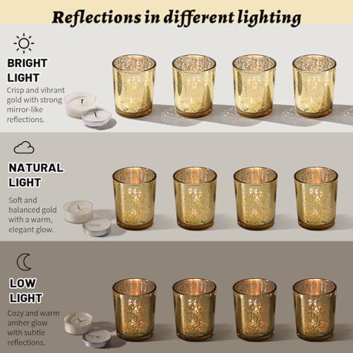 LETINE 6pcs Gold Votive Candle Holders – Tea Light Candles Holder & Standard Votive Size for Regular Votive Candles – Candle Holder for Home Decor, Garden Party Decorations, Engagement Table Decor