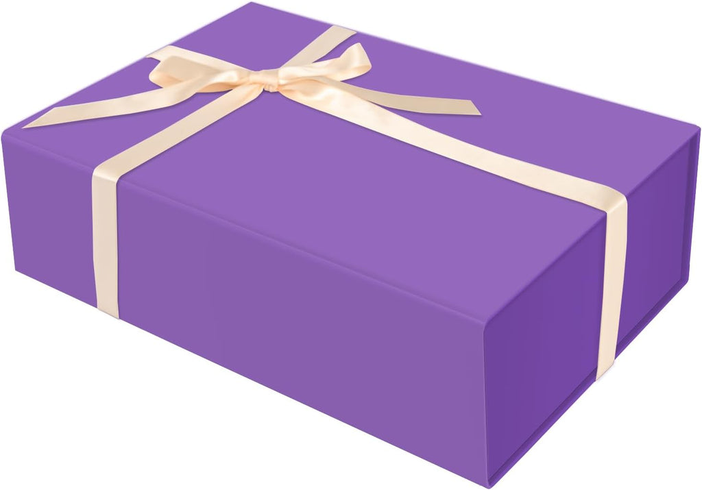 Brothersbox Purple Gift Box 13.8"x9.1"x4.3" Large Gift Boxes for Presents with Magnetic Lid, Ribbon, Collapsible Boxes for Valentine's Day Mother's Day Christmas Birthday Wedding