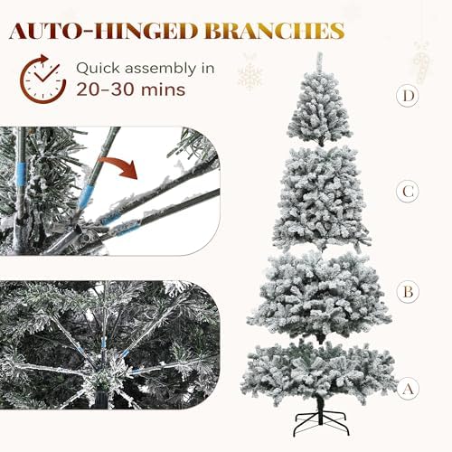 yitahome prelit snow flocked artificial full christmas tree shown in use