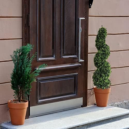 artificial topiary trees 43.3 inch/3.6 ft boxwood spiral, side view