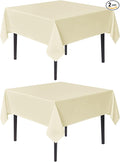 sancua Square Tablecloths 85x85 Inch, 2 Pack - Beige Fabric Table Cloth for Square or Round Tables, Washable Polyester Table Cover for Outdoor Party, Birthday, Buffet, Resturant