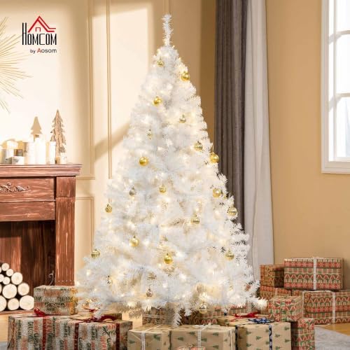 homcom 6' tall prelit christmas tree douglas fir shown in use