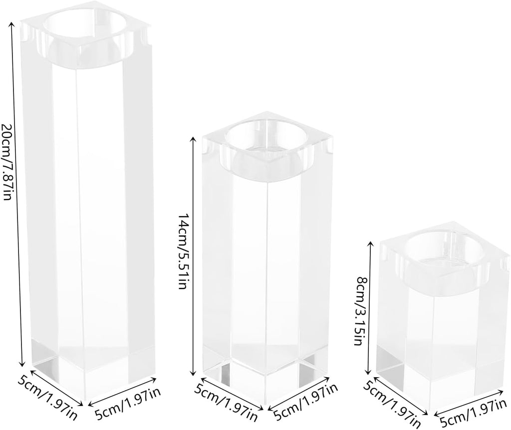 K9 Crystal Candle Holder Set of 3, Clear Glass Tealight Candle Holders for Table Centerpieces, European Style Candle Stands for Dining Table, Wedding, Christmas, Home Decor