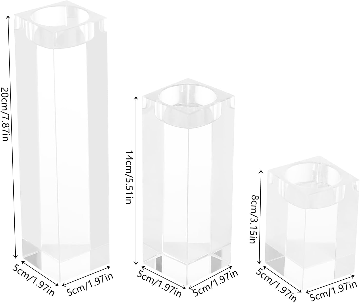 K9 Crystal Candle Holder Set of 3, Clear Glass Tealight Candle Holders for Table Centerpieces, European Style Candle Stands for Dining Table, Wedding, Christmas, Home Decor