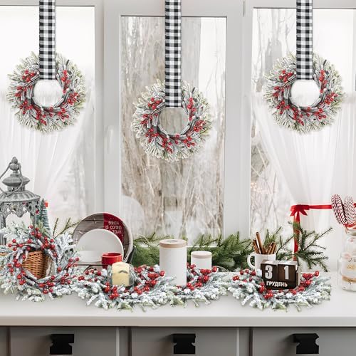 9.5'' small christmas kitchen cabinet wreaths with adjustable, side view