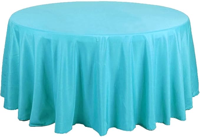 Efavormart Round Tablecloth, 108 Inch Stain & Wrinkle Resistant Washable Table Cloth, Decorative Polyester Fabric Table Cover for Banquet, Wedding, Dining- Turquoise