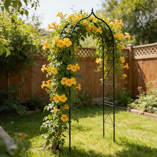 metal garden arbors 8ft thickened arch trellis for, front angle view