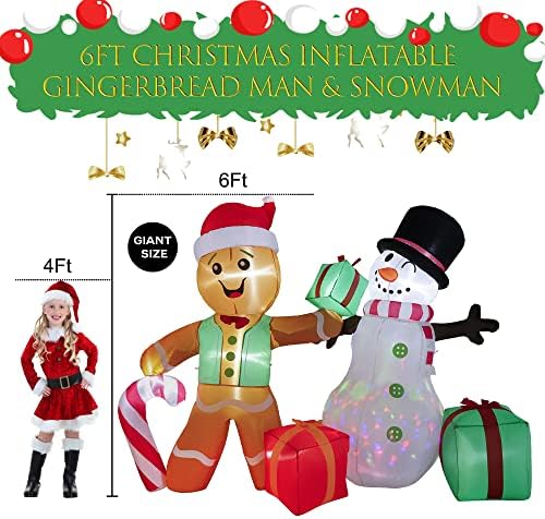 coolwufan 6 ft christmas decorations outdoor inflatables gingerbread, close-up detail