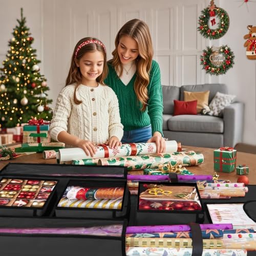 hanging wrapping paper organizer storage, over door gift shown in use