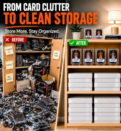 4 row toploader trading card storage box with, package contents