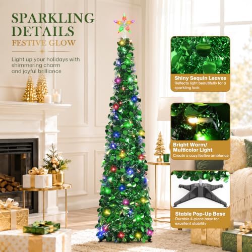 5ft pop up christmas tree with lighted top, package contents