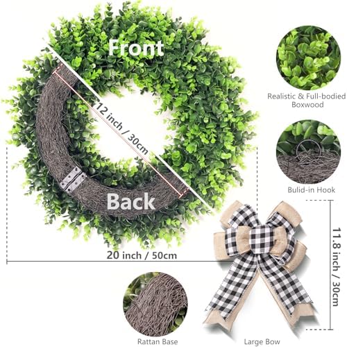 set of 2, 20‘’ boxwood wreath for front, package contents