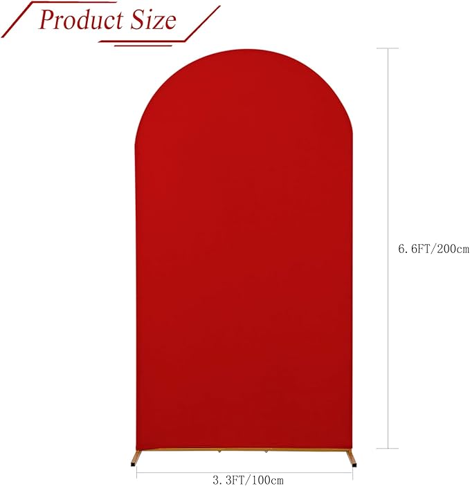 bricia Wedding Arch Backdrop Stand Cover, 6.6FT Double Sided Stretchy Arch Cover Fitted Wedding Birthday Party Banquet Decoration (Red 79.2''Lx39.6''W)