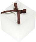 WEWILUCK White Gift Boxes 4x4x4 Inch with Brown Ribbon, Small Paperboard Cube Favor Boxes, Elegant Gift Box for Wedding, Party Favors, Candy, Treats & DIY Packaging
