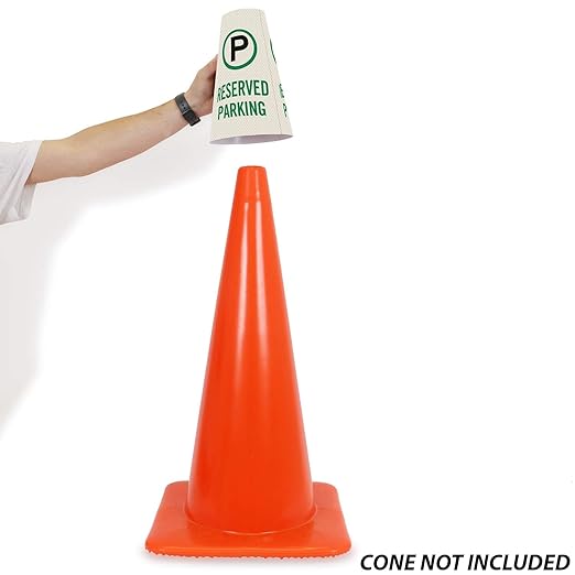 SmartSign “Reserved Parking” Bright Reflective Cone Message Sleeve, [Cone Not Included]