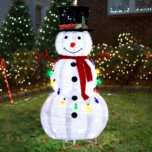 outvita outdoor christmas decorations 4ft lighted snowman, white, main product view