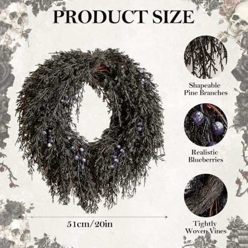 dn deconation halloween wreath for front door, decorations, side view