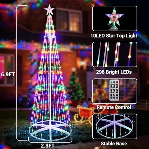 ibaycon outdoor christmas tree, 6.9ft 298 led color shown in use