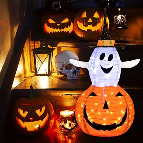 collapsible light up pumpkin ghost halloween decorations outdoor, package contents