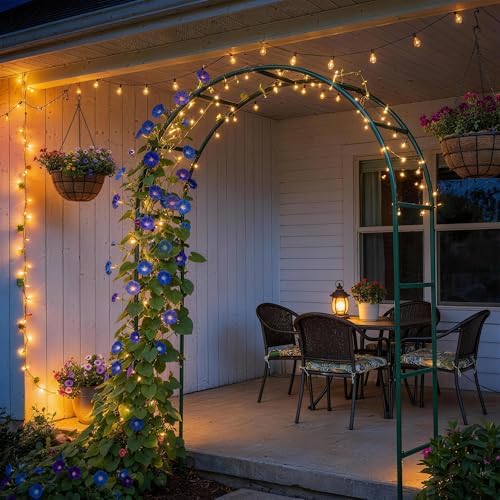 thickened rustproof garden arch metal trellis for climbing, front angle view