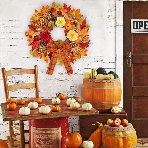 icx 24 inch fall wreaths for front door on a desk or shelf