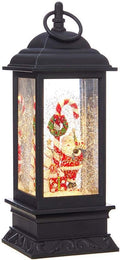 RAZ Imports Santa and Candy Cane Lighted Water Lantern (Musical Snow Globe) 11 Inch Lighted Christmas Snow Globe with Swirling Glitter Battery Operated and USB Powered