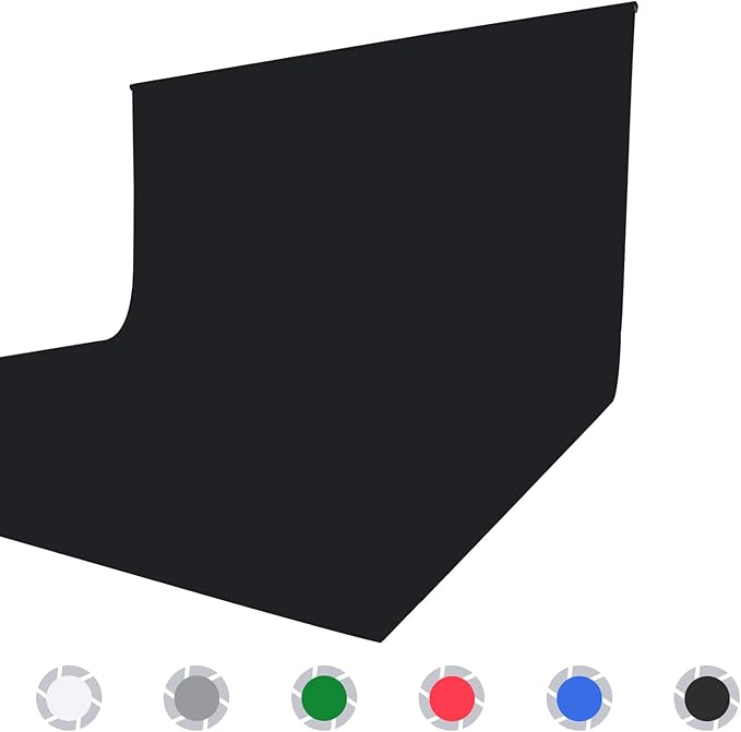 ISSUNTEX 5X6.5 ft Black Background Backdrop,Photo Studio,Collapsible High Density Screen for Video Photography and Television