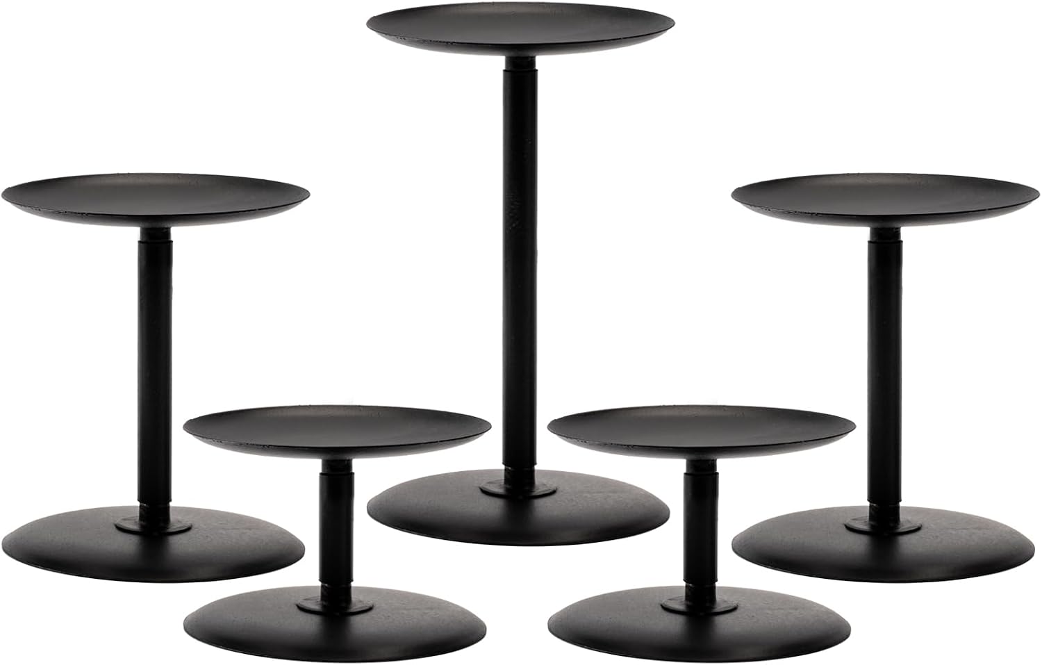 Homemory Christmas Metal Fall Candle Holders Stands for Pillar Candles Set of 5, Candleholder Sets for Table Centerpiece Fireplace (5, Black)