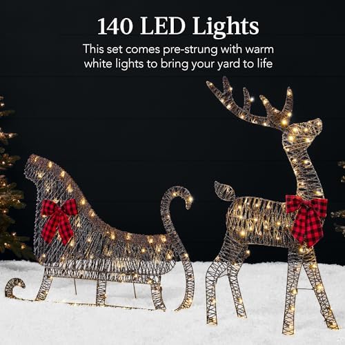 best choice products 4ft lighted 2d reindeer &, side view
