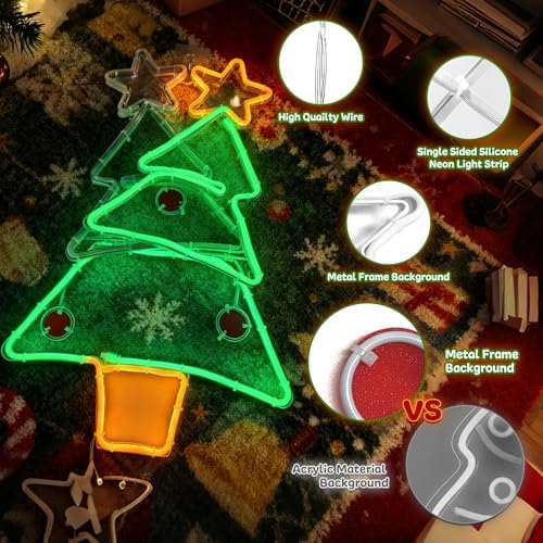christmas tree neon sign, tree led neon light, side view