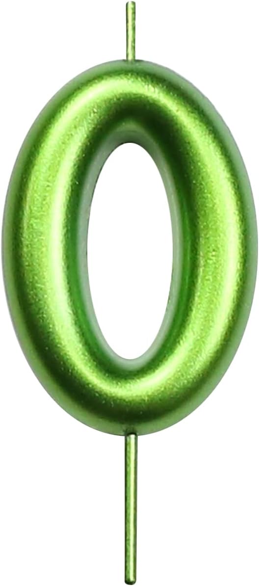 DERVENTA Green Number 0 Candle 2.36 Inch Party Cake Decoration | Made of premium wax smoke-free & anti-deformation ideal cake topper for birthdays anniversaries & brunch desserts