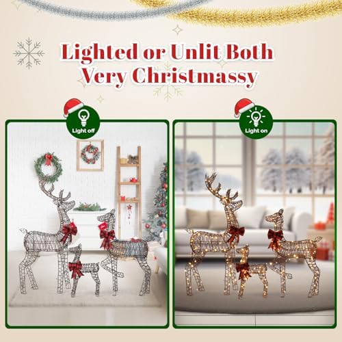 vingli 3 pack 5ft lighted reindeer set christmas, package contents