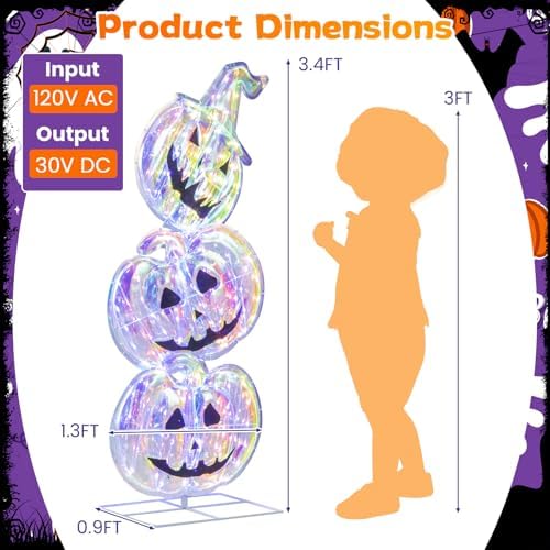 goplus 3.4 ft halloween decorations, light up stacked on a desk or shelf