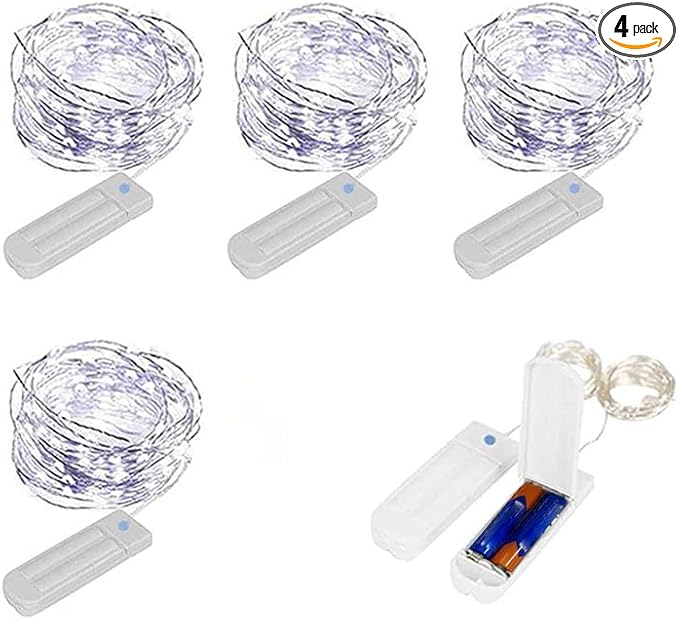 ZNYCYE 50 LED Fairy Lights with Timer, 8.2Ft 8 Modes Battery Operated, 4 Pack Mini Led String Lights for DIY Wedding Bedroom Mason Jar Vases Table Party Christmas Decoration (Cool White)