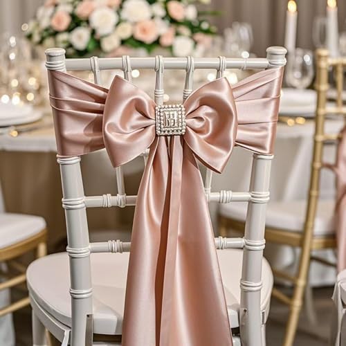 Pack of 50 Satin Green Chair Sashes Bows 7x108 Inches Chair Ribbons Ties for Wedding Party Birthday Anniversary Ceremony Bridal Shower Christmas Events Decor