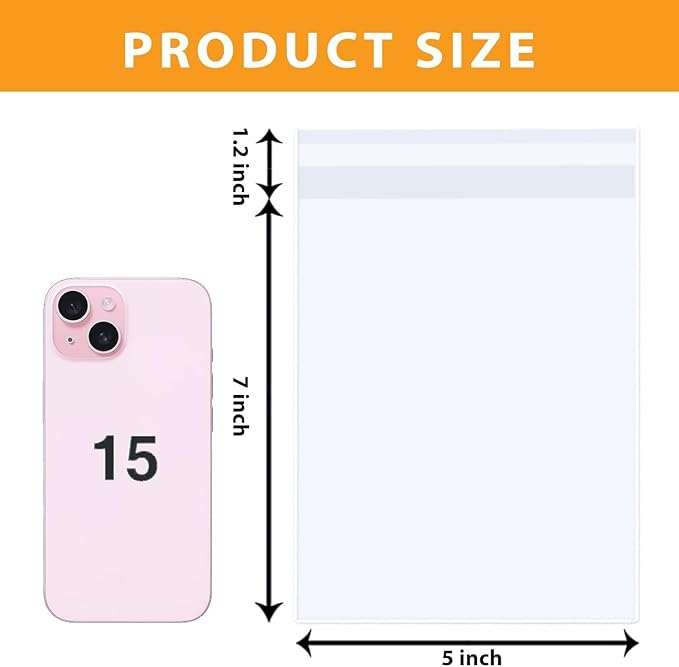 PigPotParty 5"x7" Cellophane Cookie Bags Self Sealing, 200 Pcs Clear Plastic Treat Individual Cookie Bags with seal, Perfect for Goodies, Party Favors, Snacks, Gift Wrapping