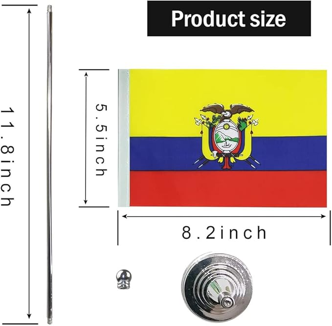 Ecuador Flag Ecuadorian Flags, Small Mini Ecuadorian Desk Flag, Used for Table Office Classroom Home Patriotic Events Decorations