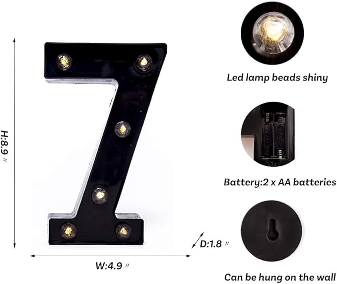 Foaky Black LED Marquee Number Lights Sign Light Up Marquee Number Lights Sign for Night Light Wedding Birthday Party Battery Powered Christmas Lamp Home Bar Decoration