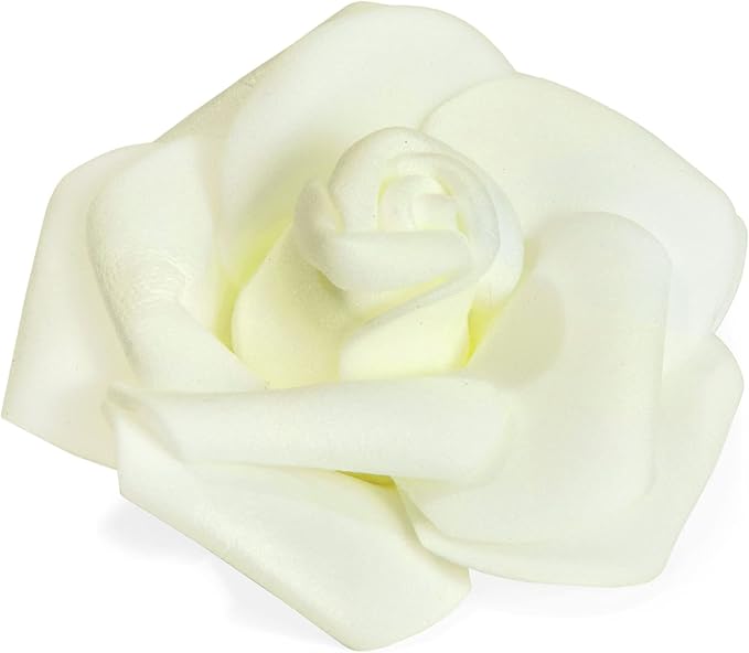 Juvale Centerpiece Table Decorations Ivory Artificial Roses - 100-Pack 3-Inch Foam Heads - Fake Flowers in Vase & Flower Decor - Wedding Table Decor & DIY Crafts
