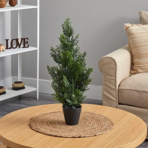 nearly natural 2ft. mini cedar pine tree (indoor/outdoor), package contents